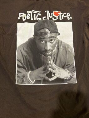 Poetic Justice Tupac Black Graphic Long Sleeve Tee Large
